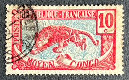 FRCG052U2 - Leopard - 10 C Used Stamp - Middle Congo - 1907 - Gebruikt