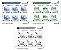 Estonia Finland Lithuania 2024 Birds Definitives BeePost Set Of 3 Sheetlets MNH - Blocks & Kleinbögen