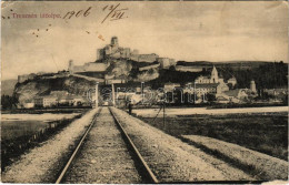* T3 1906 Trencsén, Trencín; Vasúti Híd, Vár. Weisz Náthán Kiadása / Trenciansky Hrad / Railway Bridge, Castle (EB) - Unclassified