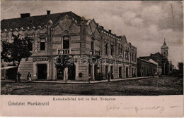 T2 1907 Munkács, Mukacheve, Mukacevo; Kereskedelmi Kör és Református Templom, Hausman H. és Veje, Goldstein Sándor és Be - Unclassified