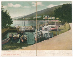 T3/T4 1911 Abbazia, Opatija; Hafenpartie / Kikötő, Csónakok. 2-részes Kinyitható Panorámalap / Port, Boats. 2-tiled Fold - Ohne Zuordnung