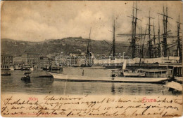 * T3 1903 Fiume, Rijeka; Hafen / Kikötő, Gőzhajó / Port, Steamship (gyűrődés / Crease) - Zonder Classificatie