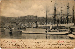 * T3 1903 Fiume, Rijeka; Hafen / Kikötő, Gőzhajó / Port, Steamship (gyűrődés / Crease) - Ohne Zuordnung