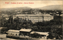 T2 1913 Fiume, Rijeka; Osztrák-magyar Haditengerészeti Akadémia, Vasútállomás Vonattal / Academia Di Marina / K.u.K. Kri - Unclassified