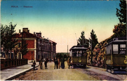 T2/T3 Pola, Pula; Stazione / Railway Station, Trams / Vasútállomás, Villamosok (Rb) - Non Classés