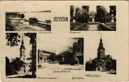 * T2/T3 1943 Apatin, Horthy Miklós út Autóbusszal, Községháza, Római Katolikus Templom, Parkrészlet, Dunai Részlet. Szav - Unclassified