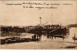 T2/T3 1918 Apatin, Hajóállomás, Gőzhajó. Lotterer Antal Kiadása / Schiffstation / Ship Station, Steamship (EK) - Unclassified