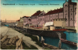 * T2/T3 1915 Nagybecskerek, Zrenjanin, Veliki Beckerek; Dungyerszky Sörgyár, Híd, "ERNŐ" Uszály, Lakóhajó / Bierbrauerei - Ohne Zuordnung