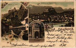 T2/T3 1902 Salzburg, Friedhof St. Peter, Neuthor, Salzburg Vom Kapuzinerberg / Cemetery, Castle Gate, General View. Kuns - Non Classés