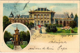 T2/T3 1900 Wien, Vienna, Bécs; Cursalon Im Stadtpark, Wetterhäuschen. Art Nouveau, Litho - Non Classificati
