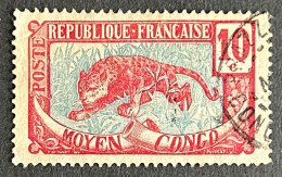 FRCG052U5 - Leopard - 10 C Used Stamp - Middle Congo - 1907 - Usados