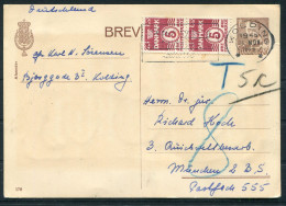 Denmark Uprated Stationery Postcard Kolding Brevkort Postage Due, Taxe - Munchen Germany - Brieven En Documenten