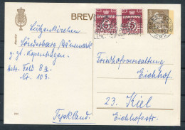 1965 Denmark Uprated 25ore Stationery Postcard (204) Copenhagen - Kiel Germany - Briefe U. Dokumente