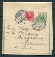 1909 Denmark Uprated 5ore Stationery Wrapper Copenhagen - Berlin Germany - Briefe U. Dokumente