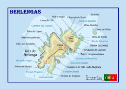 Portugal Berlengas Islands Map New Postcard * Carte Geographique * Landkarte - Leiria