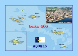 Portugal * Açores * Azores Islands Map New Postcard * Carte Geographique * Landkarte - Açores