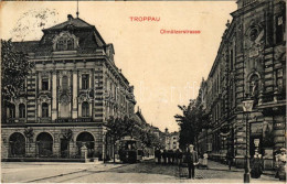 T2/T3 1911 Opava, Troppau; Olmützerstrasse, Cafe Hedwigshof / Street, Tram, Shop, Cafe (EK) - Non Classificati