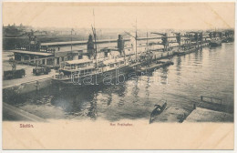 ** T4 Szczecin, Stettin; Am Freihafen / Port, Ship, Electric Cranes (ázott / Wet Damage) - Non Classés