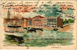 T4 1925 Venezia, Venice; Albergo Gabrielli Ex Sandwirth Riva Degli Schiavoni / The Hotel Albergo Gabrielli, Formerly Kno - Unclassified