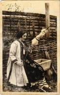 ** T3 1938 Pietris, Romanian Folklore, Spinning Woman. Photo (surface Damage) - Non Classificati