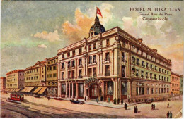 * T4 Constantinople, Istanbul; Hotel M. Tokatlian, Grand Rue De Péra / Hotel Advertisement, Tram (cut) - Unclassified