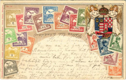 T2/T3 A Magyar Kir. Posta Bélyegei. Címer Dombornyomott Litho Lap / Set Of Hungarian Stamps, Coat Of Arms. Philatelie-An - Ohne Zuordnung