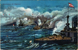 T2/T3 1915 Seeschlacht In Der Gegenwart / WWI Austro-Hungarian Navy, K.u.K. Kriegsmarine Art Postcard, Battleships. G. C - Non Classificati
