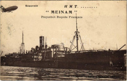 ** T2/T3 "MEINAM" Paquebot Rapide Francais / French Cargo Steamship (airship In The Background) (fl) - Sin Clasificación