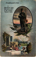 T3 1915 Imádkozunk érted... / WWI Austro-Hungarian K.u.K. Military Art Postcard, Prayer. Floral. M.B.L. 1507. (kopott Sa - Zonder Classificatie