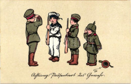 ** T1/T2 Wohlfahrts-Postkarte 'Kinderhort', German Children Military, Navy, Litho - Unclassified