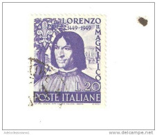 100013)  5º Centenario Della Nascita Di Lorenzo Il Magnifico -usato La Vendita E Riferita A 1 Solo Francobollo A Caso - 1946-60: Used