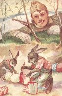 T2/T3 WWII Military Easter Card, Rabbits S: Márton L. (EK) - Unclassified