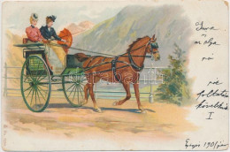 T2/T3 Ladies On Horse Carriage, No. 7239. Litho - Sin Clasificación