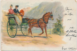 T2/T3 Ladies On Horse Carriage, No. 7239. Litho - Ohne Zuordnung