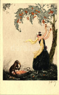 ** T2 Italian Art Postcard, Lady With Monkey, Italien Gravur 1964. S: J. Hardy - Zonder Classificatie