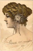 T4 1907 Art Nouveau Lady. Emb. Litho (b) - Ohne Zuordnung