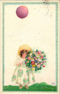 T2/T3 1921 Art Nouveau Girl With Balloon And Flowers. P.J.G. W.I. Nr. 506-1. Litho S: August Patek (fl) - Ohne Zuordnung