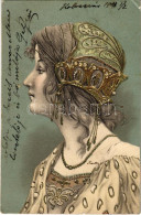 T4 1903 Art Nouveau Lady. Emb. Litho (lyuk / Pinhole) - Unclassified