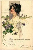 T2/T3 1899 (Vorläufer) Art Nouveau Lady, Floral, Litho (EK) - Ohne Zuordnung