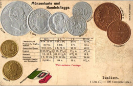 ** T3 Italy; Set Of Coins, Flag, Emb. Litho (EB) - Unclassified