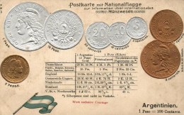 ** T3/T4 Argentinien, Argentina, Set Of Coins, Flag, Emb. Litho (wet Damage) - Sin Clasificación