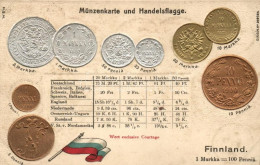 ** T3 Finnish Set Of Coins, Flag, Emb. Litho (wet Damage) - Non Classés