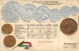 ** T3 Transvaal, Set Of Coins, Flag, Emb. Litho (wet Damage) - Ohne Zuordnung