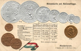 ** T3/T4 Dutch Set Of Coins, Flag, Emb. Litho (wet Damage) - Zonder Classificatie