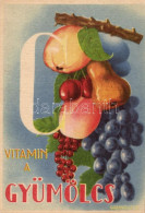 ** T2/T3 C Vitamin A Gyümölcs, C-vitamin Táblázat A Hátoldalon / Fruit, Health Propaganda, C-vitamin Table On The Backsi - Sin Clasificación