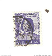 100014)  5º Centenario Della Nascita Di Lorenzo Il Magnifico -usato La Vendita E Riferita A 1 Solo Francobollo A Caso - 1946-60: Used