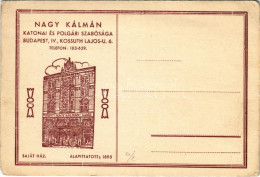 ** T3 Nagy Kálmán Katonai és Polgári Szabósága, Alapíttatott 1895. Budapest V. Kossuth Lajos Utca 6. (kopott Sarkak / Wo - Unclassified