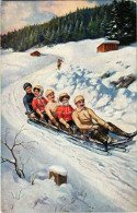 T2/T3 1914 Téli Sport, Szánkó / Winter Sport Art Postcard, Sledding. Marke "Egemes" Serie 34. (EK) - Zonder Classificatie