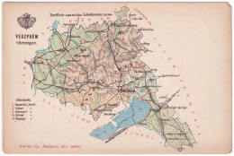 ** T2/T3 Veszprém Vármegye Térképe. Kiadja Károlyi Gy. / Map Of Veszprém County (EM) - Non Classés