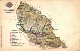 T3/T4 Máramaros Vármegye Térképe / Map Of Máramaros County (fa) - Sin Clasificación